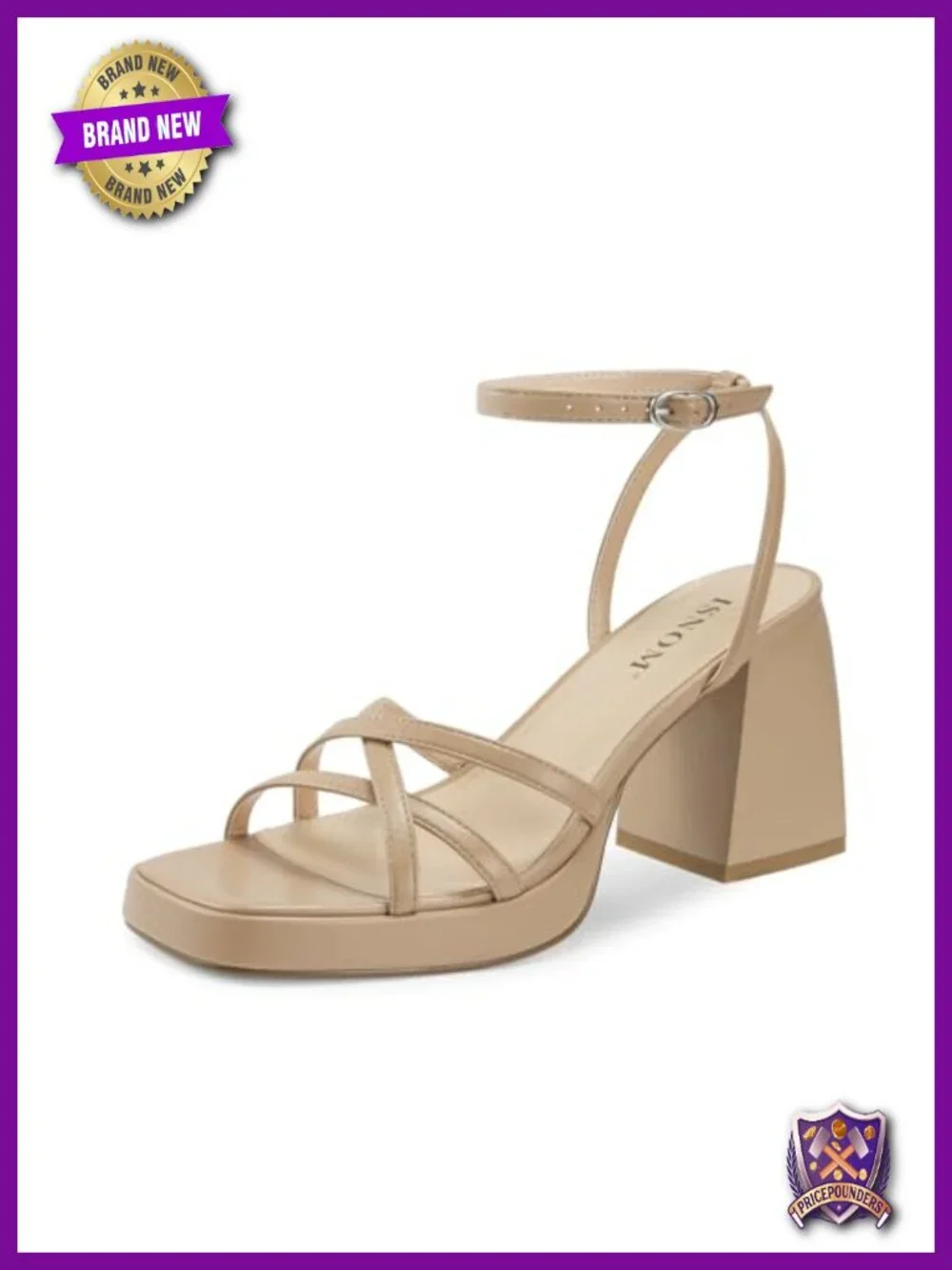 Platform Heels with Square Toe and Ankle Strap Chunky Sandals